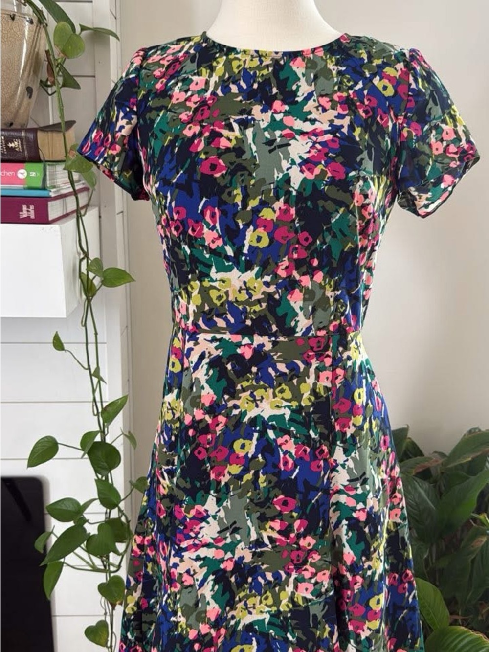 J. Crew Multicolor Floral Midi Dress - Pink, Green, Blue